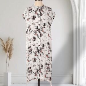 Just Female Marble Print Midi Button Down Tunic Shirt Dress XS